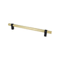 Radial Reign 224mm CC Modern Brushed Gold Bar and Matte Black Posts Pull