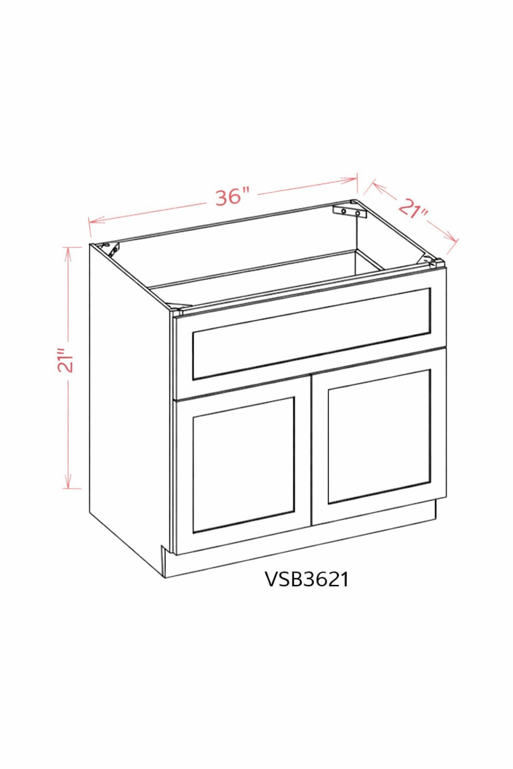 White Shaker VSB3621 Vanity Cabinets