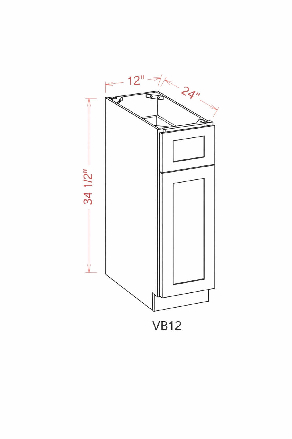White Shaker VB12 Vanity Cabinets