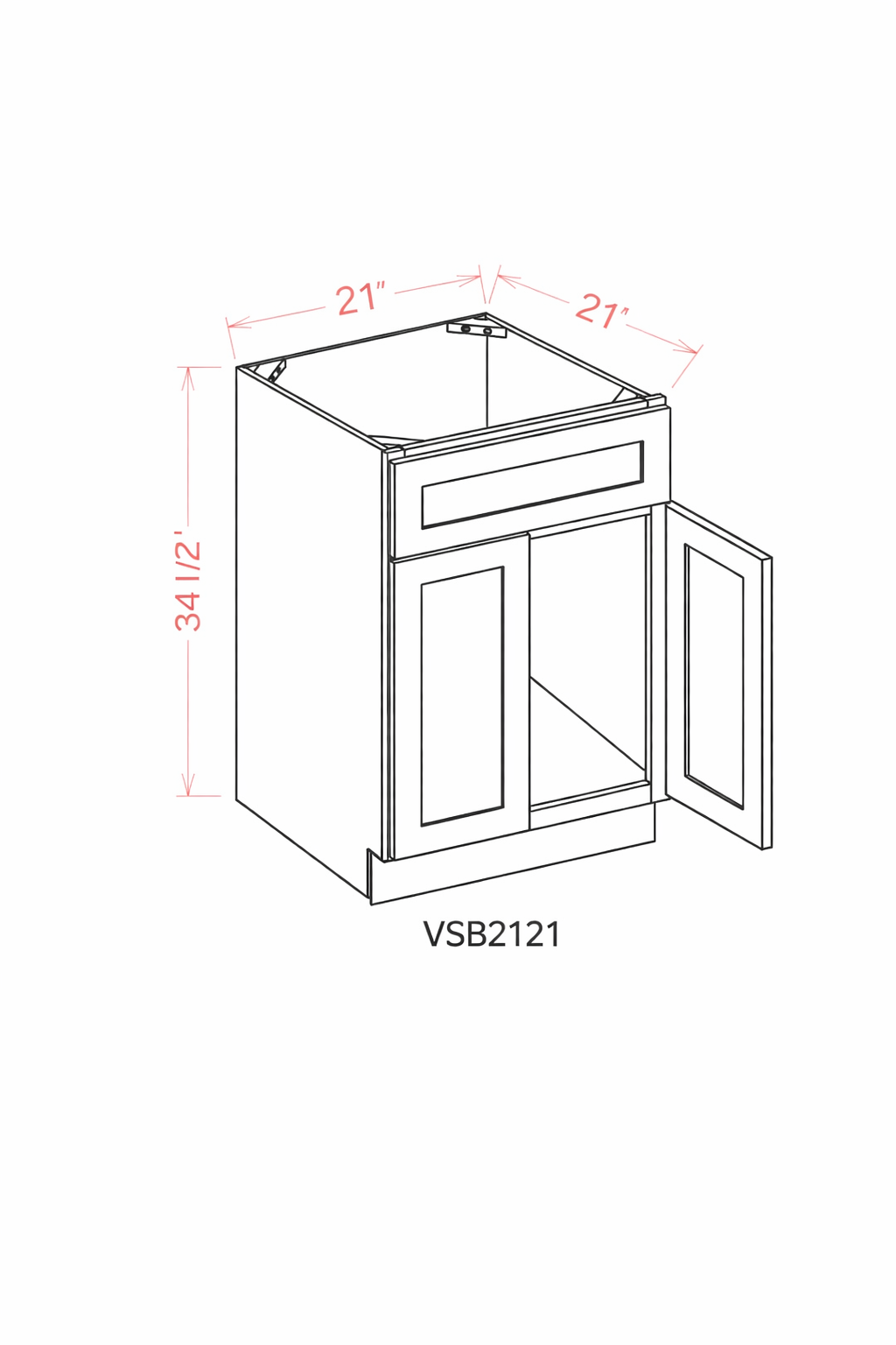 White Shaker VSB2121 Vanity Cabinets