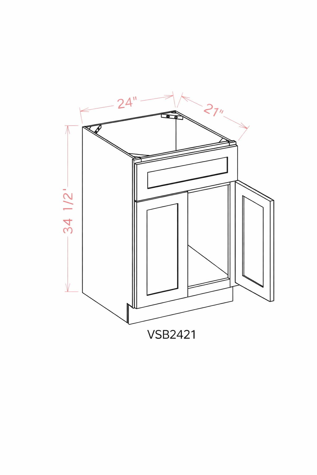 White Shaker VSB2421 Vanity Cabinets
