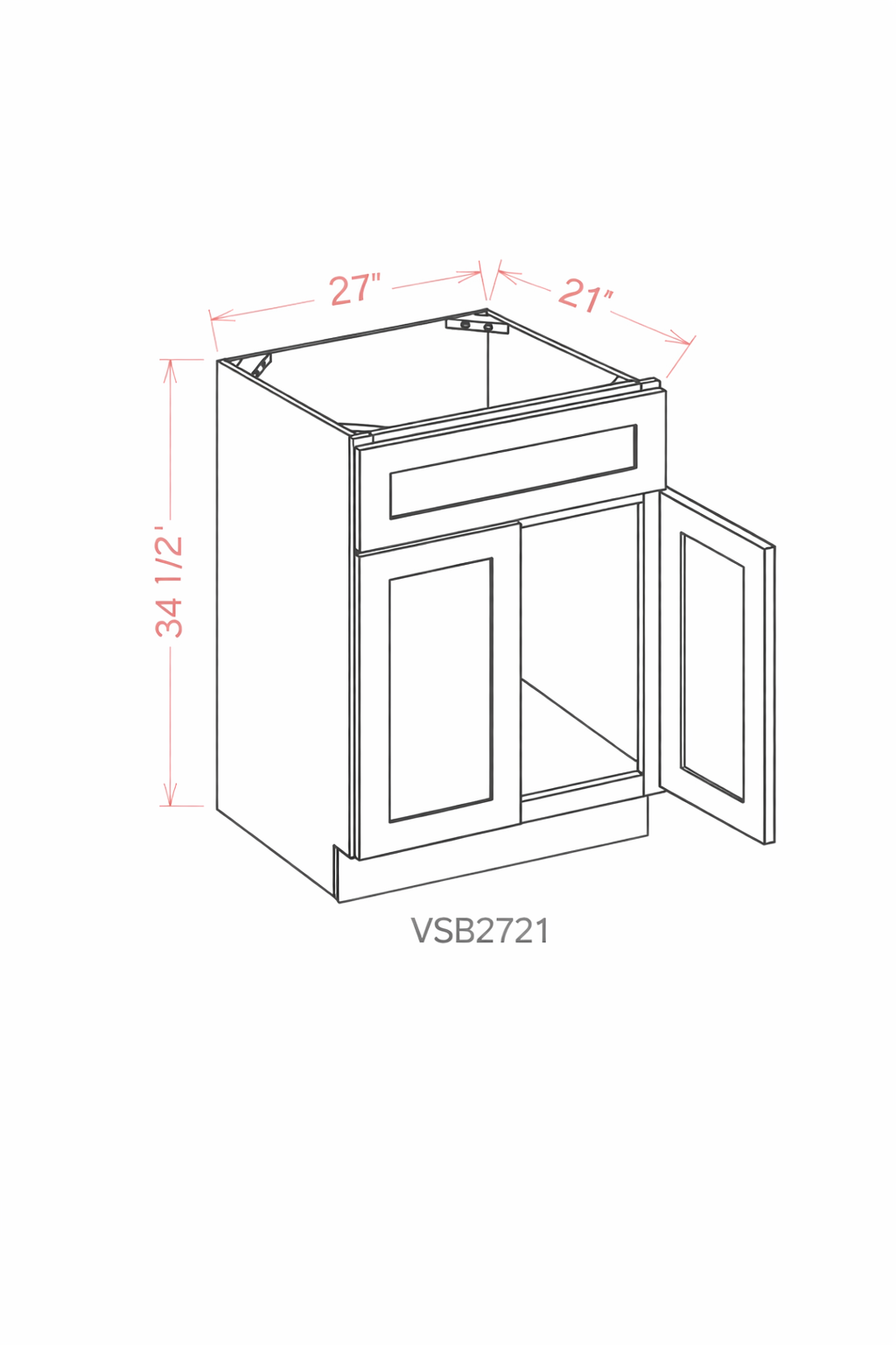 White Shaker VSB2721 Vanity Cabinets