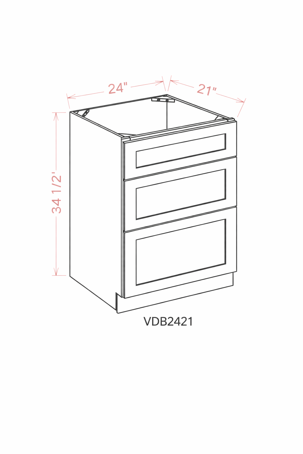 White Shaker VDB2421 Vanity Cabinets