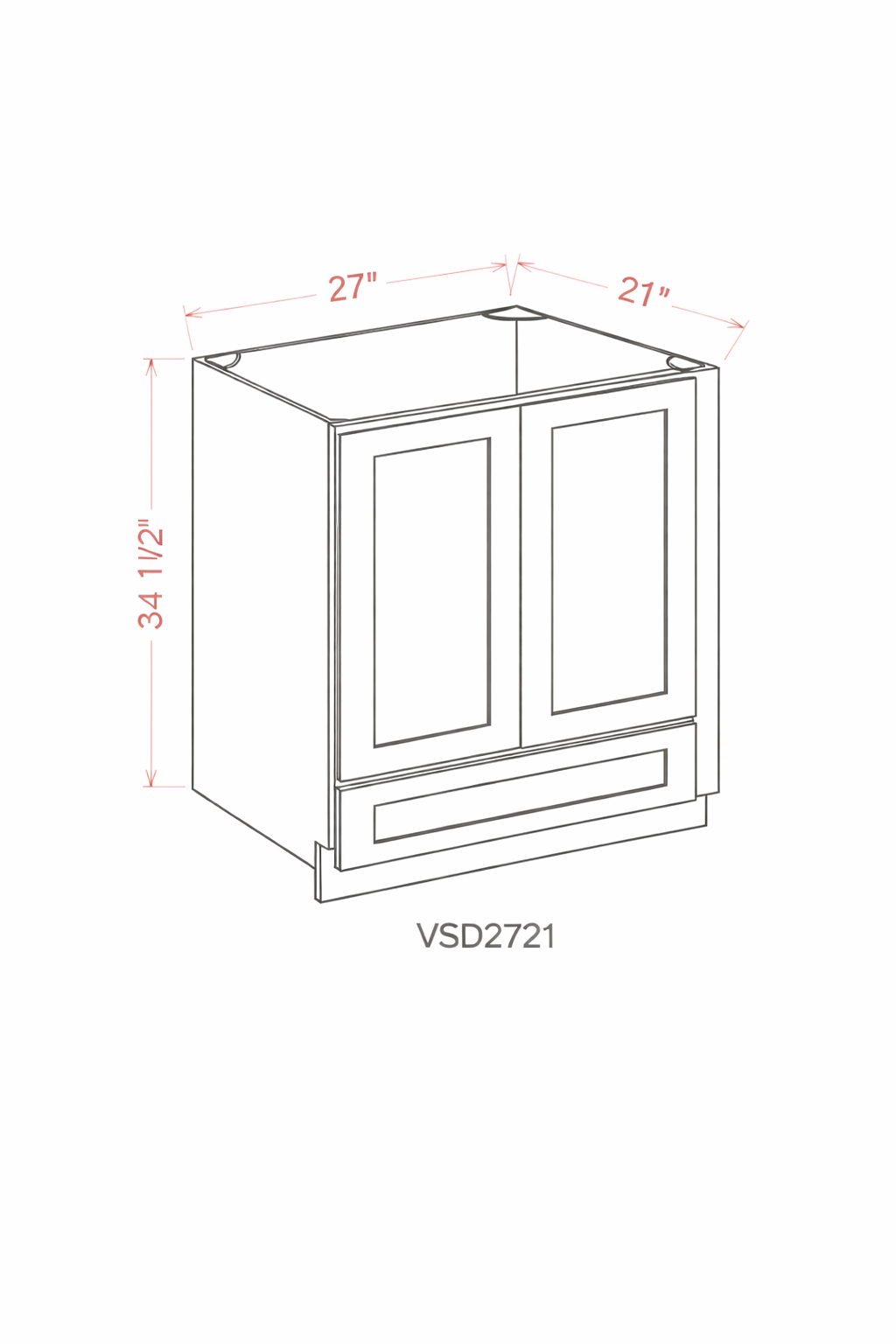 White Shaker VSD2721 (using B27DR) Vanity Cabinets
