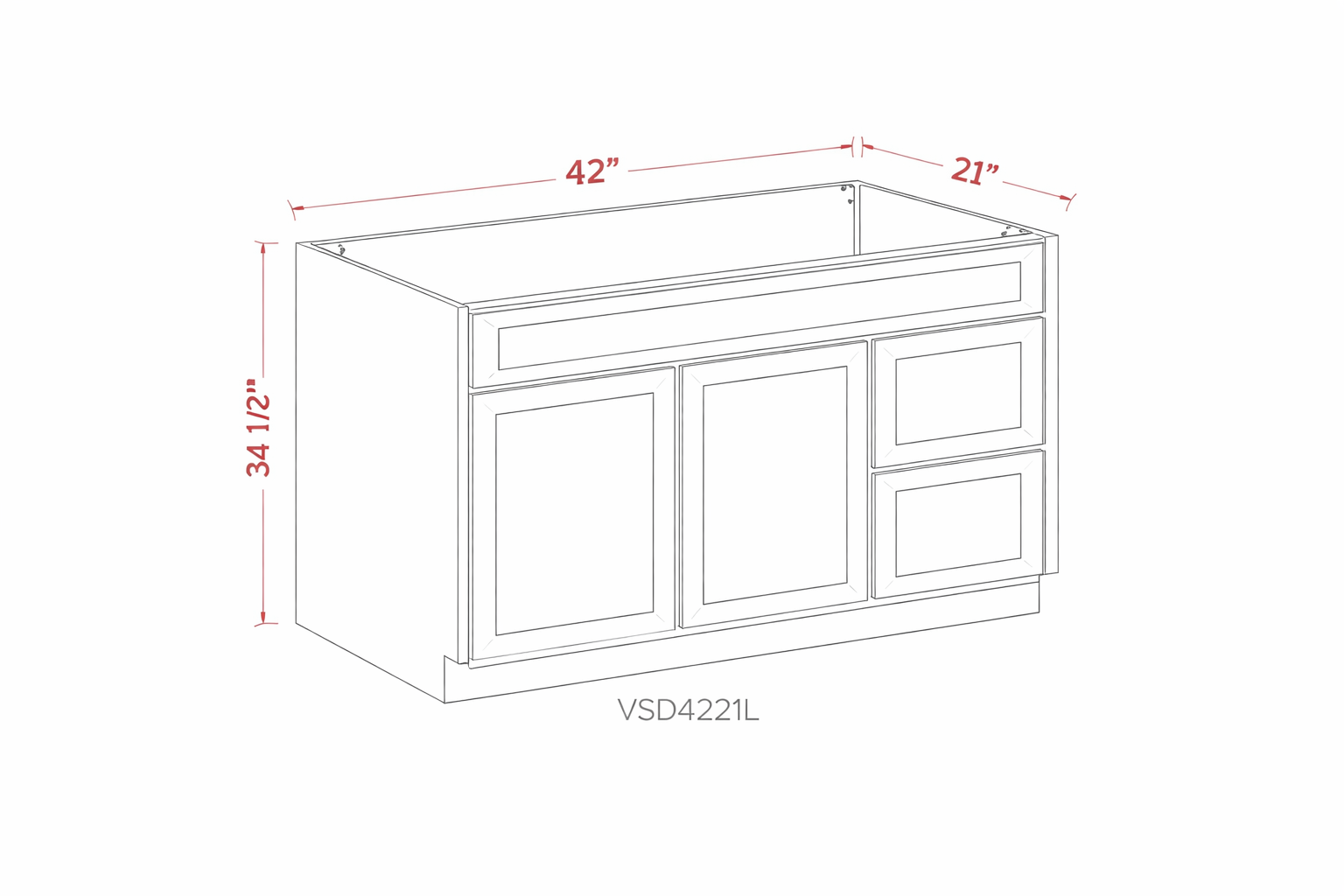 White Shaker VSD4221L Vanity Cabinets