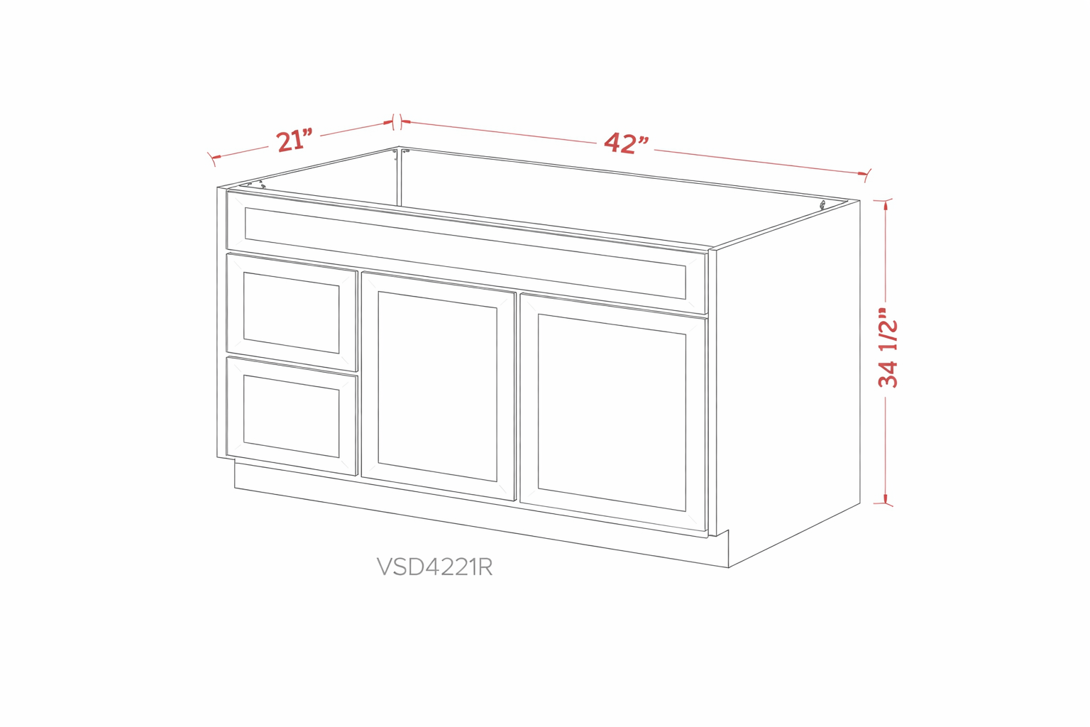 White Shaker VSD4221R Vanity Cabinets