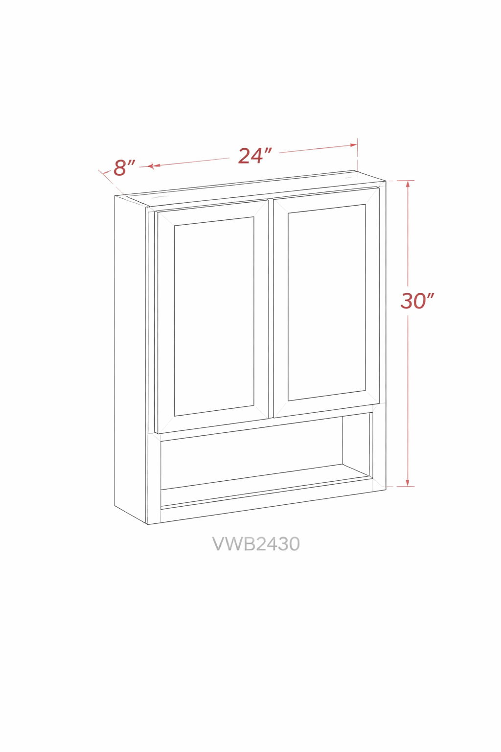 White Shaker VWB2430 Vanity Cabinets