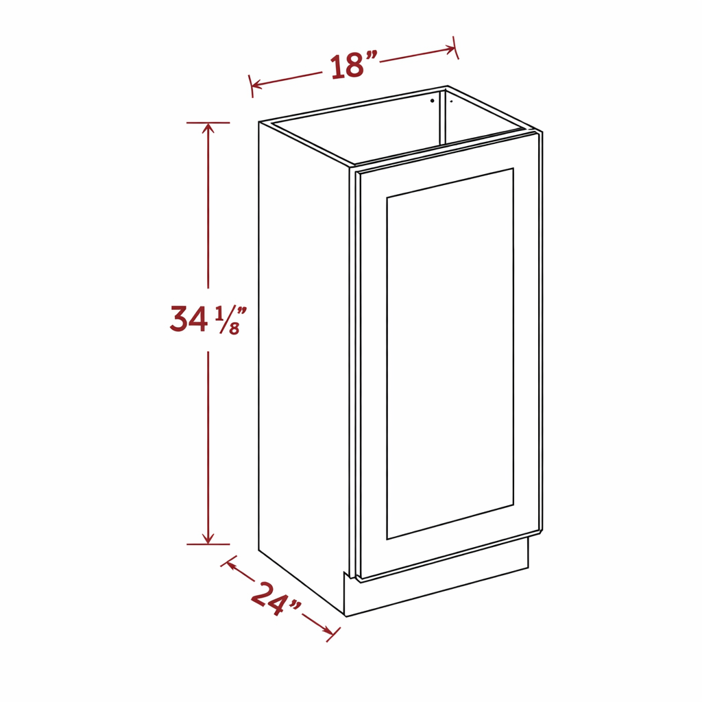 White Shaker B18FH(W1830DR+B18CS) Base Cabinet
