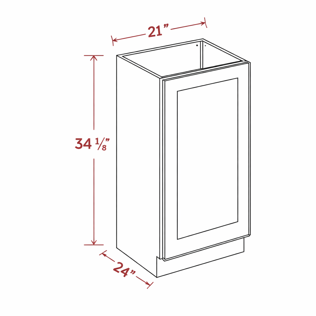 White Shaker B21FH(W2130DR+B21CS) Base Cabinet