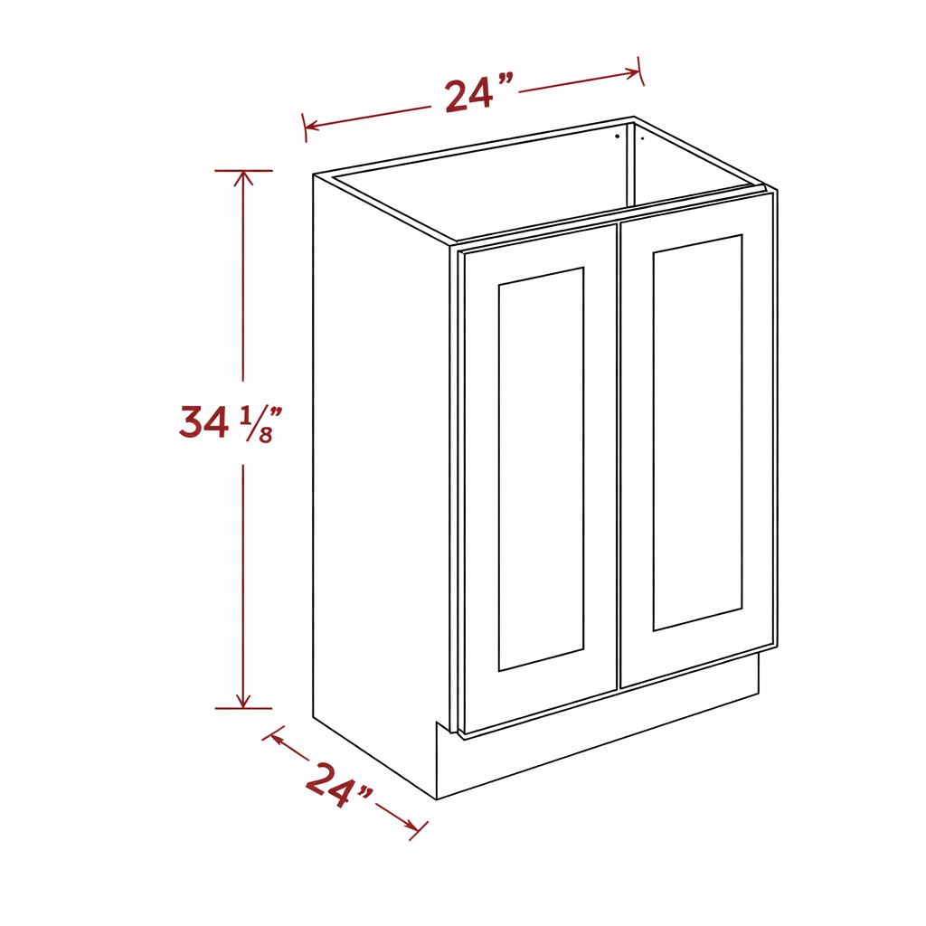 White Shaker B24FH(W2430DR+B24CS) Base Cabinet