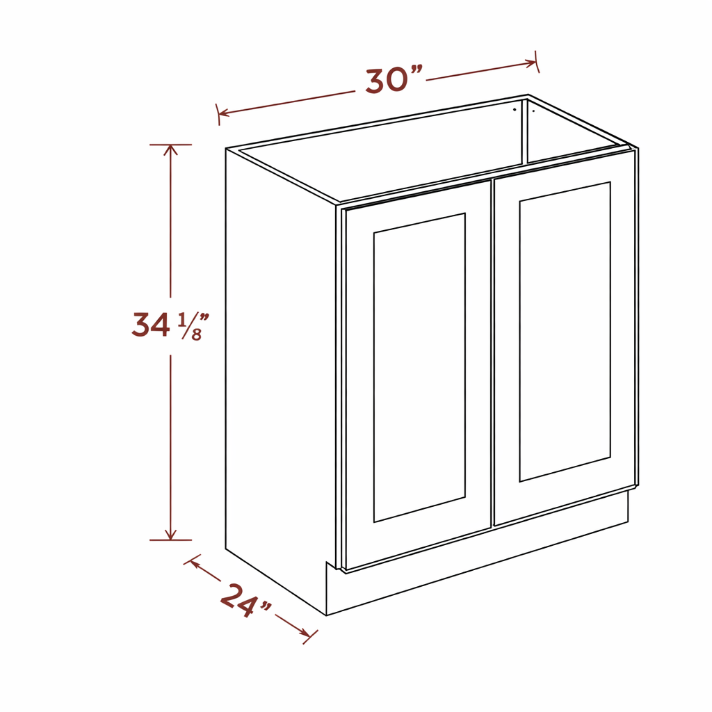 White Shaker B30FH(W3030DR+B30CS) Base Cabinet