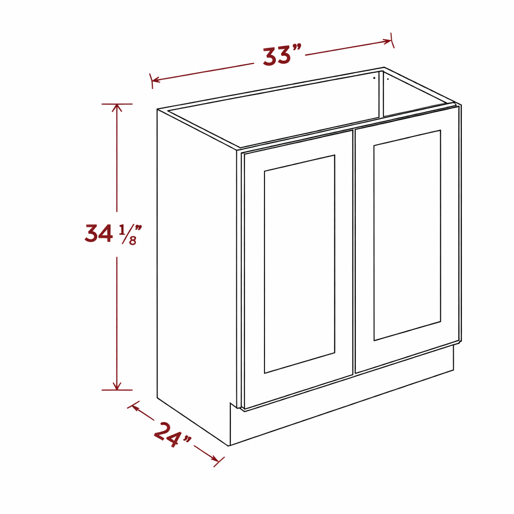 White Shaker B33FH(W3330DR+B33CS) Base Cabinet