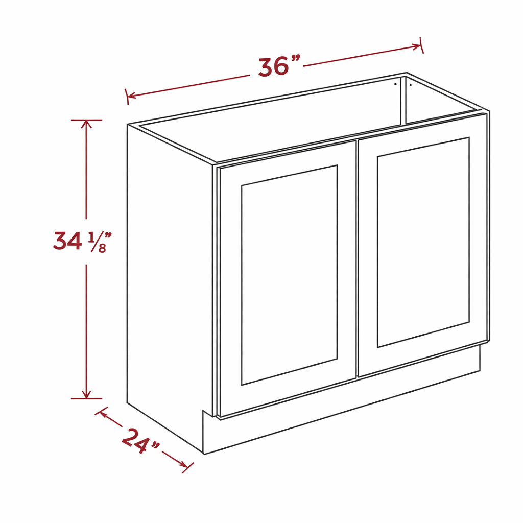 White Shaker B36FH(W3630DR+B36CS) Base Cabinet