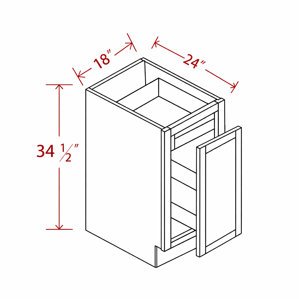Blue Shaker TB18 w/o Trash Can Base Cabinet