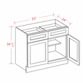 White Shaker B33 Base Cabinet