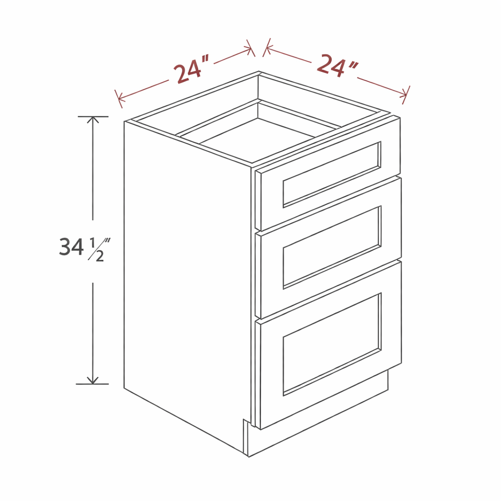 Blue Shaker DB24(3D) Base Cabinet