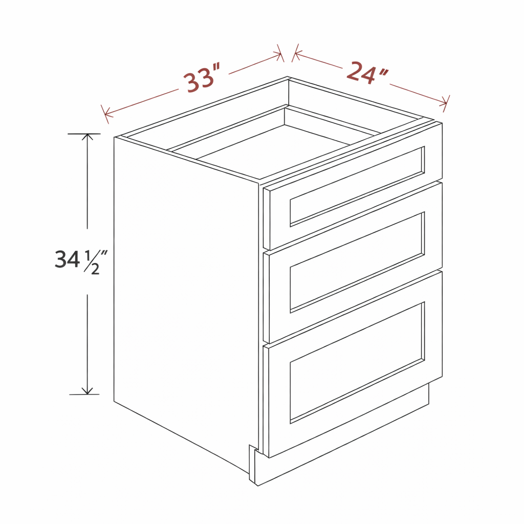 White Shaker DB33(3D) Base Cabinet