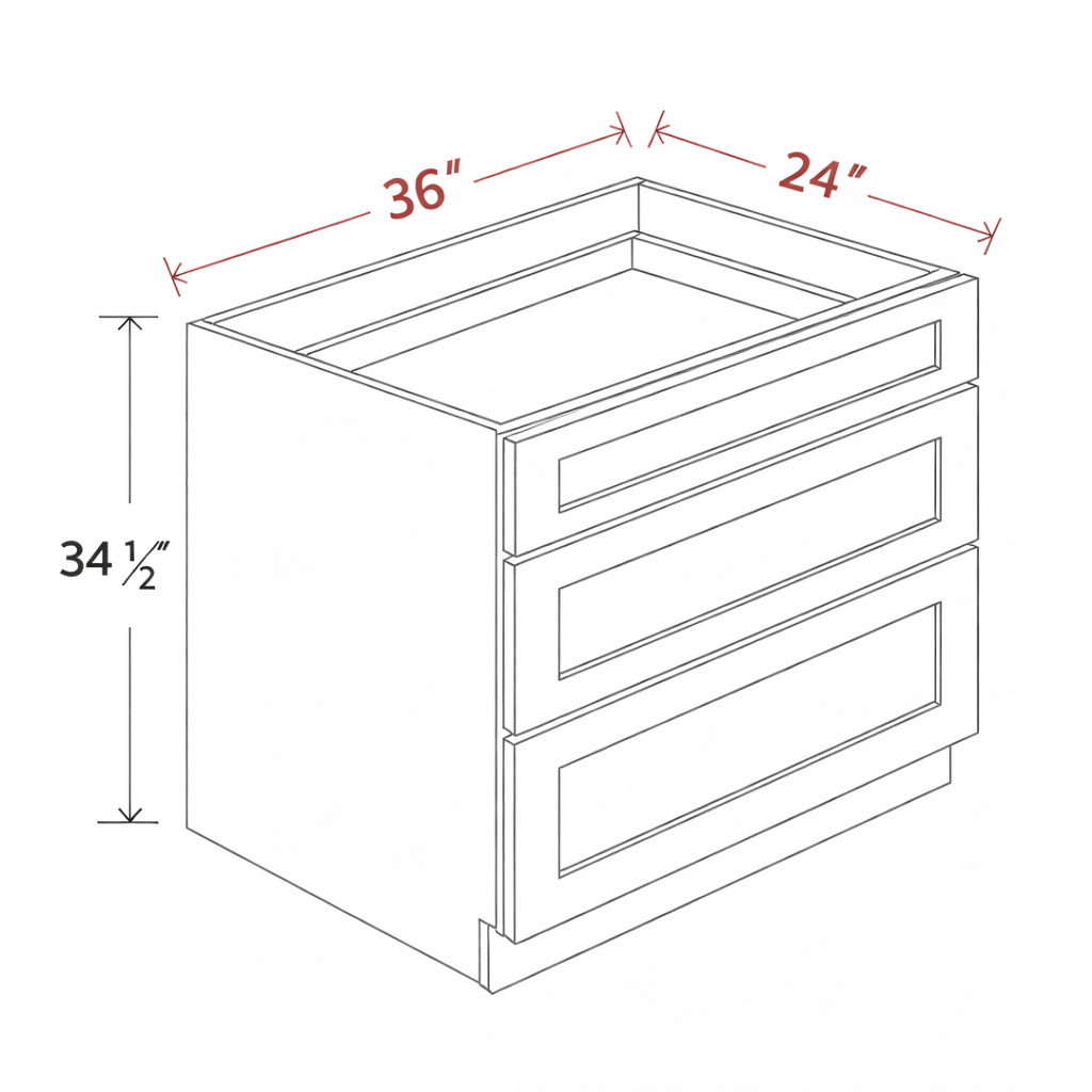 Blue Shaker DB36(3D) Base Cabinet
