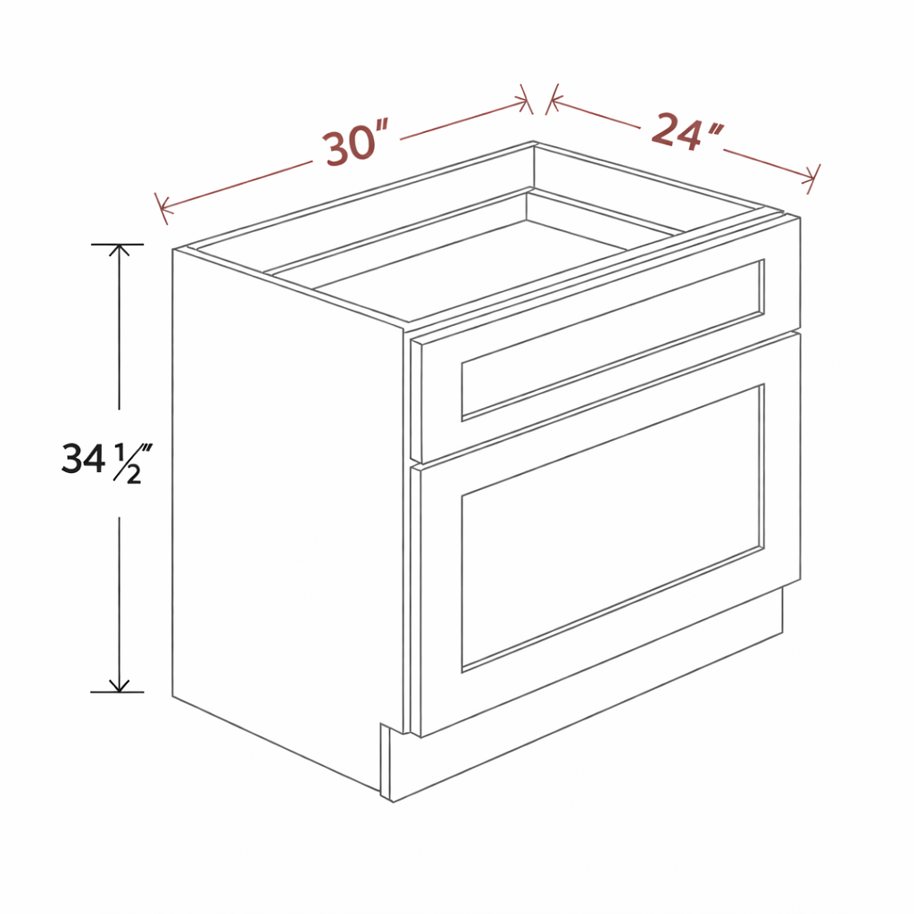 White Shaker DB30-2D Base Cabinet