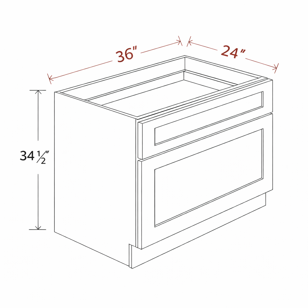 White Shaker DB36-2D Base Cabinet