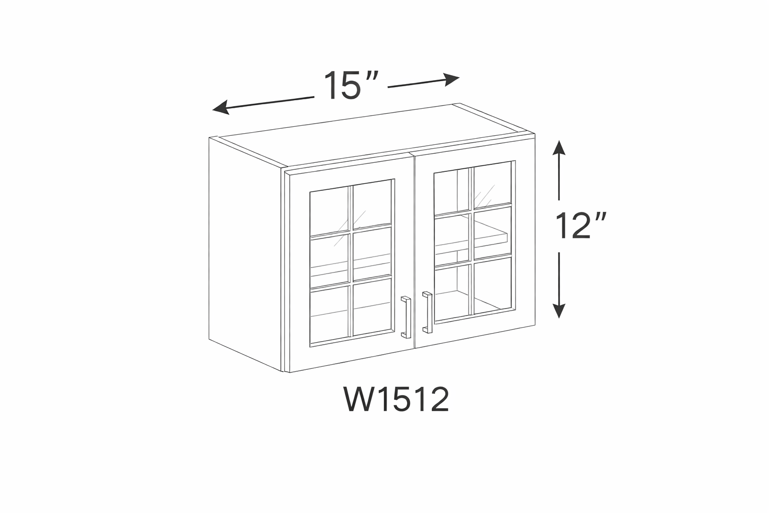 Antique White GD-W1512 Glass Door Cabinets