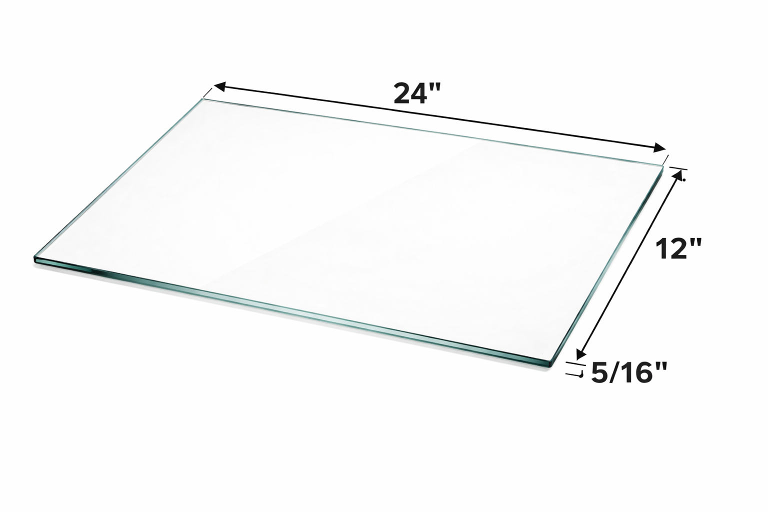 Antique White GSW24 Glass Shelf- Tempered Clear Glass (5/16"T)