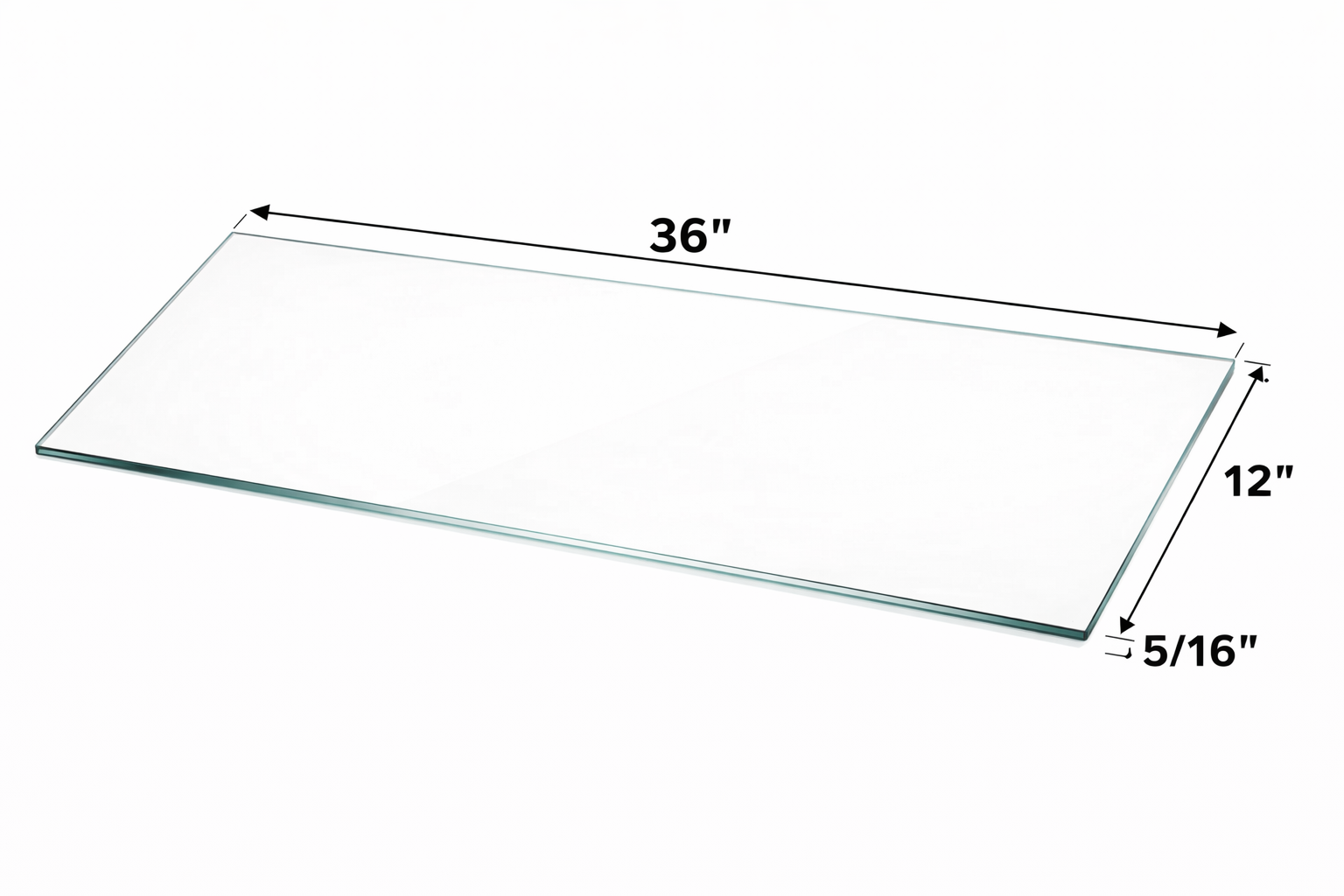 Antique White GSW36 Glass Shelf- Tempered Clear Glass (5/16"T)