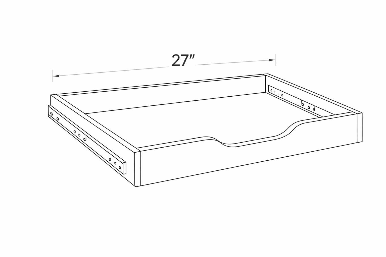 Antique White RO27 Deluxe Dovetailed Roll-out Tray