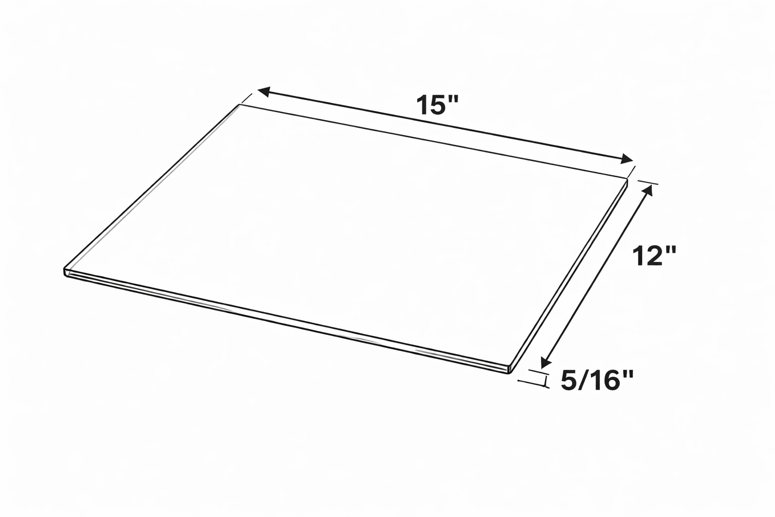 Barley Oak GSW15 Glass Shelf- Tempered Clear Glass (5/16"T)