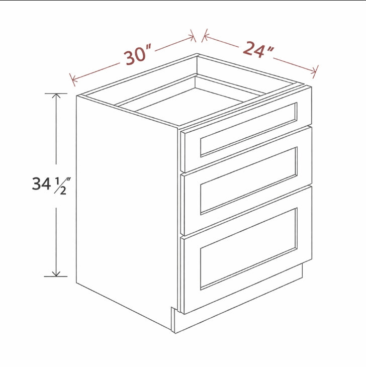 White Shaker DB30(3D) Base Cabinet